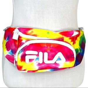 Fila Tie Dye Fanny Pack, Pink, Yellow, Green